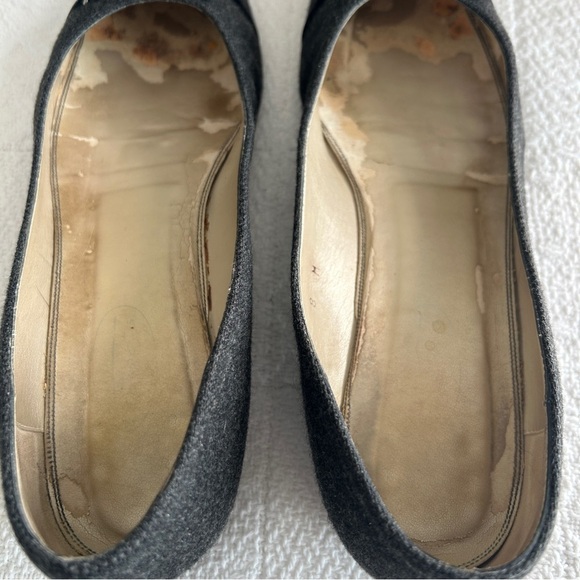 Talbots Charcaol Grey Flats in Wool Fabric with Black Velvet Bow Shoe size 8 - Picture 15 of 16